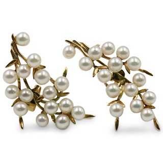 14 Karat & Natural Pearl Earrings
