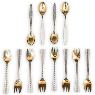 (12 Ps) Collection of Russian Silver Table Utensils