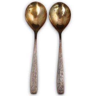 (2 Ps) Russian Silver Serving Spoons