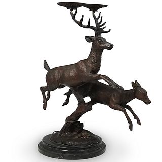 Bronze Figural Antler Candle Holder