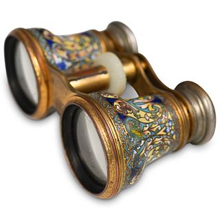 Antique Champleve "Lamain" Opera Binoculars