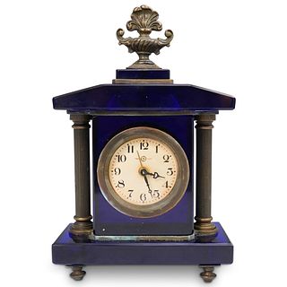 Antique Cobalt Blue & Bronze Clock