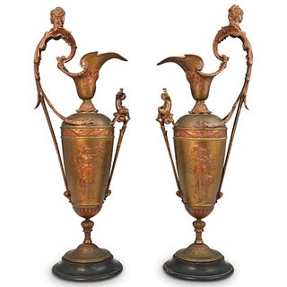 Antique Bronze & Copper Figural Ewers