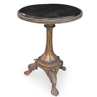 Gilt Metal and Marble Top Side Table