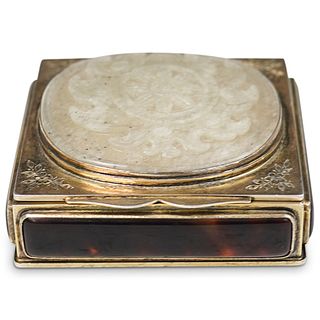 Antique Sterling Silver & Jade Box