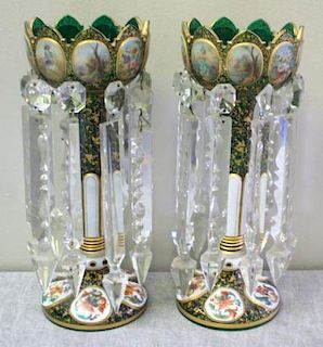 Pair of Antique Bohemian Glass Lusters.