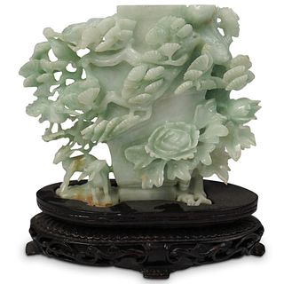 Vintage Chinese Carved Jadeite Vase