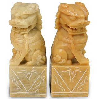 2 Chinese Foo Dogs Soapstone Seals