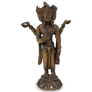 Antique Brahma 4 Face Bronze Sculpture