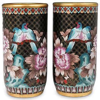 A Pair Of Chinese Cloisonne Vases