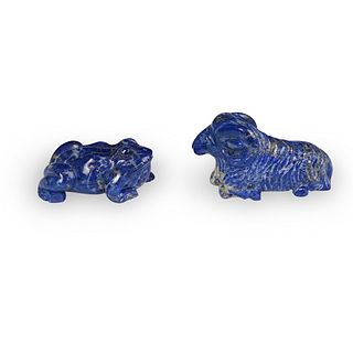 (2 Pc) Chinese Carved Lapis Figurines