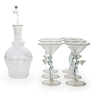 Lauscha Bimini Figural Decanter & Glass Set
