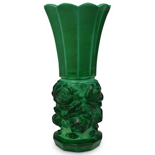 Tall Malachite Glass Floral Vase