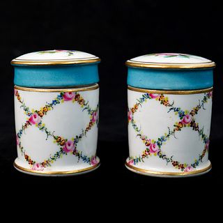 Antique French Porcelain Lidded Jars