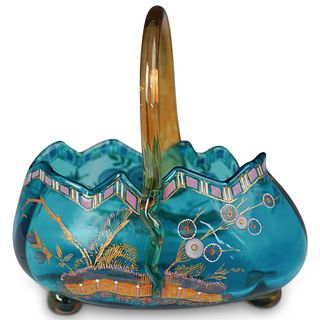 Painted Blown Glass Basket