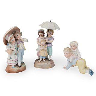 (3 Pc) Bisque Porcelain Figurine Grouping