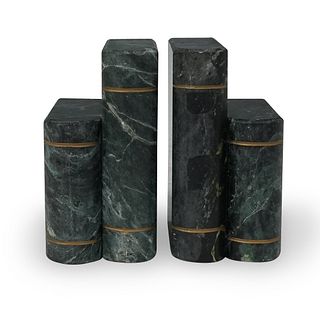 Pair Of Veined Marble Bookends