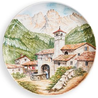 Large Vintage Italian Bassano Porcelain Charger