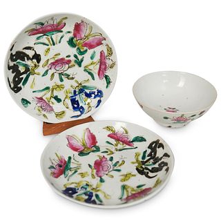 (3 Pc) Antique Chinese Porcelain Plates