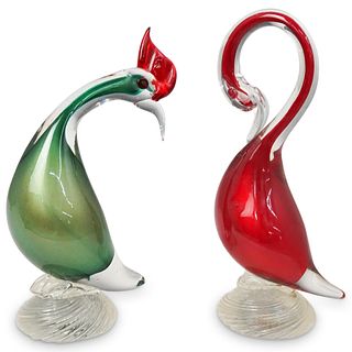 (2Pc) Murano Glass Birds