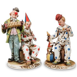 (2 Pc) Porcellane D'Arte Clown Figurines