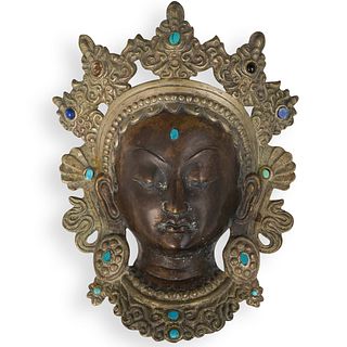 Antique Tibetan Bronze Mask Ornament