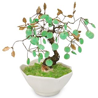 (3 Pc) Set of Chinese Faux Jade Trees
