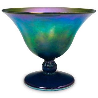 Signed Iridescent Glass Candy Bowl Dish