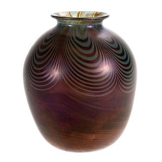 Donald Carlson Iridescent Art Glass Vase