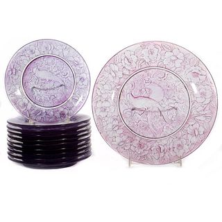 Set of Purple Pressed Glass Plates