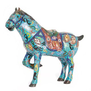 Chinese Enamel Decorated Figure of a Horse