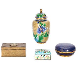 Chinese Cloisonne Covered Jar and Box