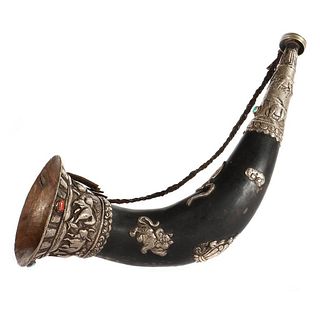 Tibetan Silver Mounted Trumpet