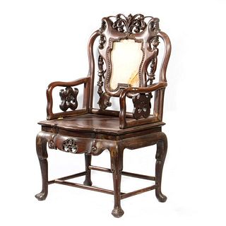 Two Chinese Hardwood Armchairs