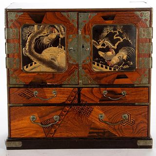 Asian Marquetry Inlaid Table Cabinet/Jewel Cabinet