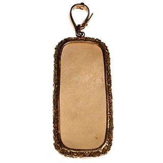Antique Chinese mother-of-pearl gaming chip, 14k pendant