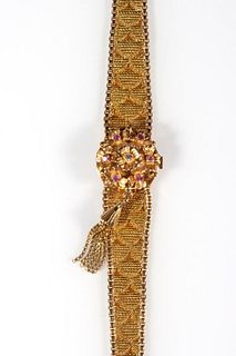 Ruby, diamond and 18k gold covered wristwatch
