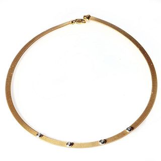Diamond & 18k gold mesh collar necklace