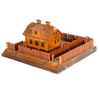 Tramp Art/Salesman's Sample Model of a Farmhouse
