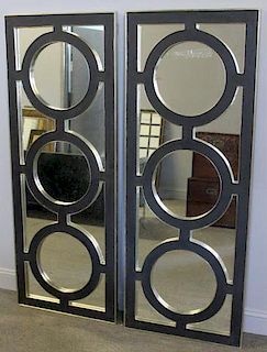 Pair of Rectangular Mirrors with Circle Decoration