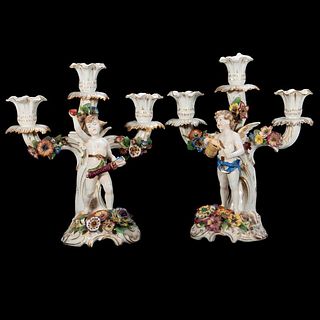 German Porcelain Figural Candelabra
