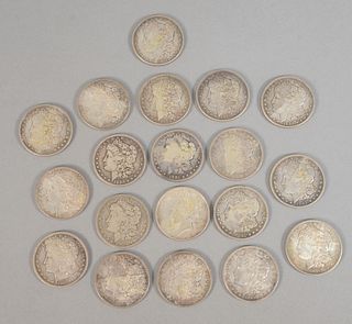 19 Silver dollars: UF x F AU, to include 18 Morgan's and one Peace.