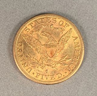 1886 S $5.00 Liberty Gold XF.