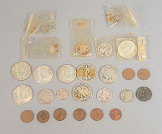 Mixed coin lot to include Indian cents, Lincoln, Buffalo 4.10 face 90%, 1.00 face 40%, etc.
