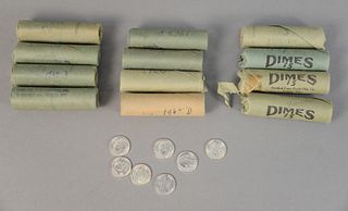 4 original rolls of Roosevelt dimes 1964, 1964D.