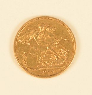 1874 gold Sovereign coin, 7.9 gr.
