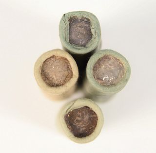 Four original rolls of Roosevelt dimes (1) 1960, (2) 1963.