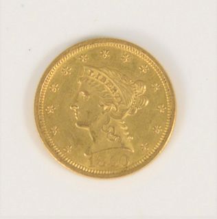 1860 $2 1/2 Liberty head gold coin XF.