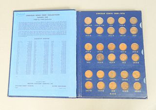Lincoln cent coin album1909 - 1940 with most key dates.