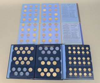 Four coin albums, to include 3 partial Washington quarters, and 1 Roosevelt dime.